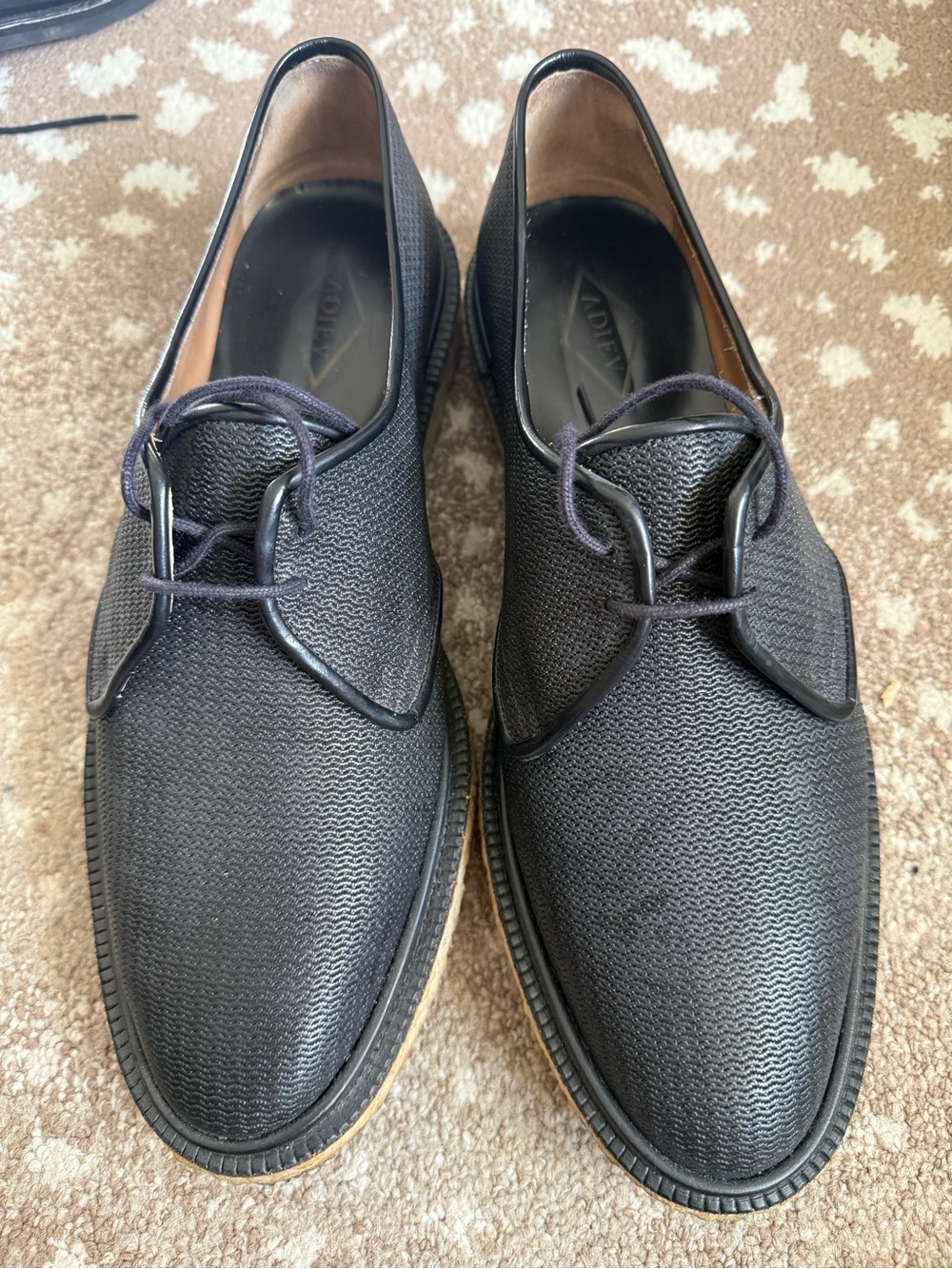 Adieu Paris Men's Black Textured Lace-Up Dress Shoes